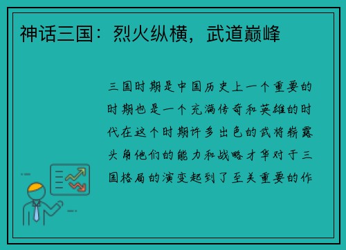 神话三国：烈火纵横，武道巅峰
